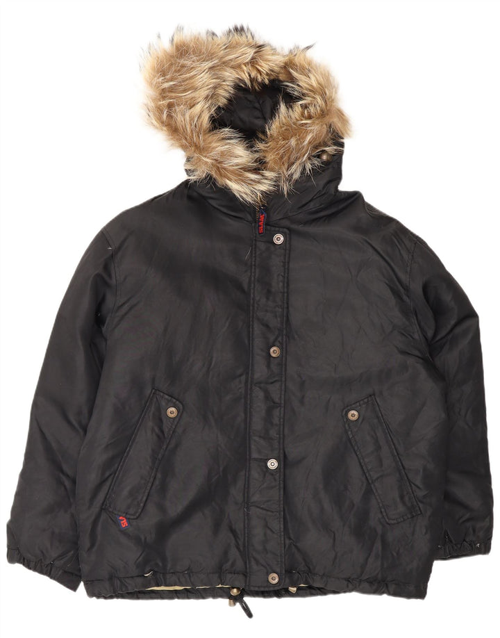 Jaqueta feminina acolchoada com capuz e capuz Slam UK 14 médio preto nylon