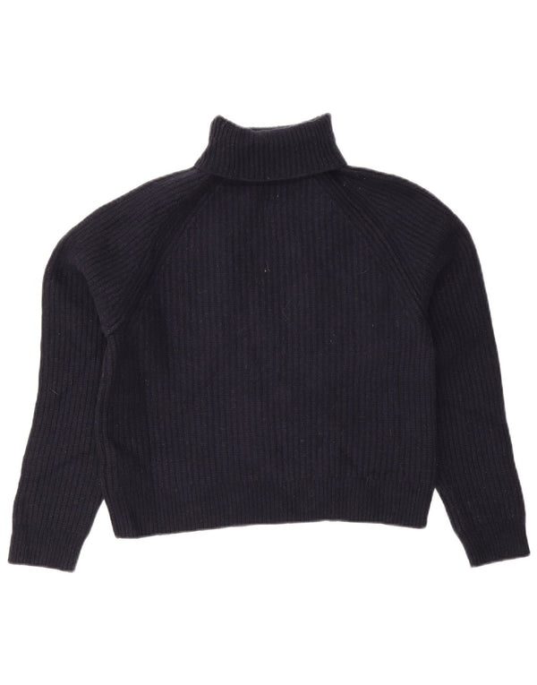 Suéter feminino Jigsaw com gola redonda e gola redonda Reino Unido 6 XS azul marinho lã