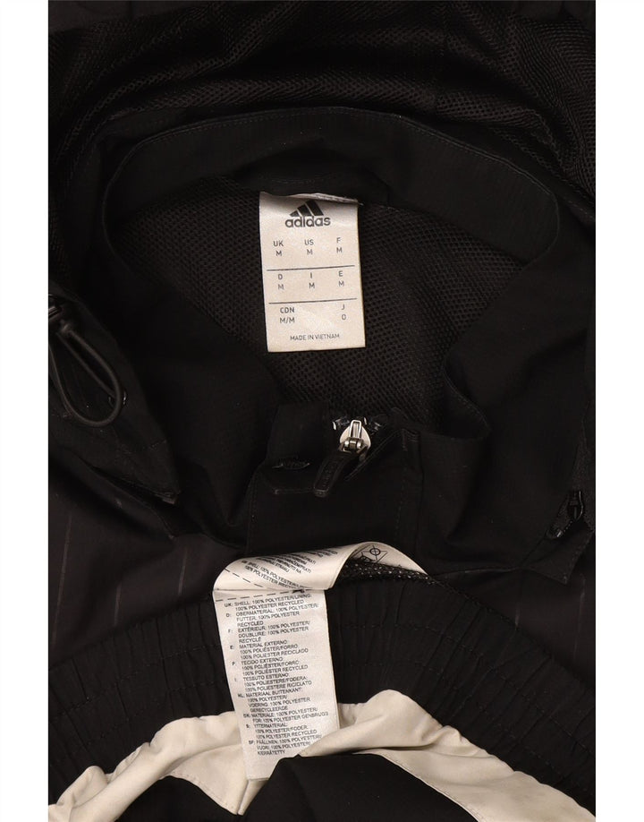 ADIDAS Mens Hooded Rain Jacket UK 38 Médio Preto Colourblock Poliéster
