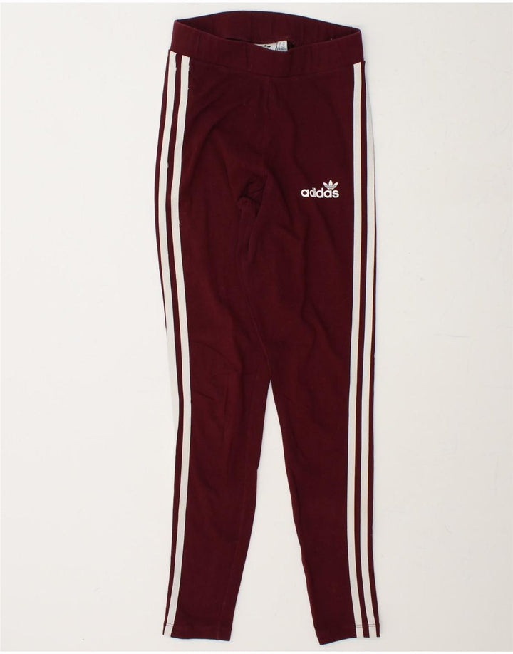ADIDAS Womens Leggings UK 6 XS  Burgundy Cotton Vintage Adidas and Second-Hand Adidas from Messina Hembry 