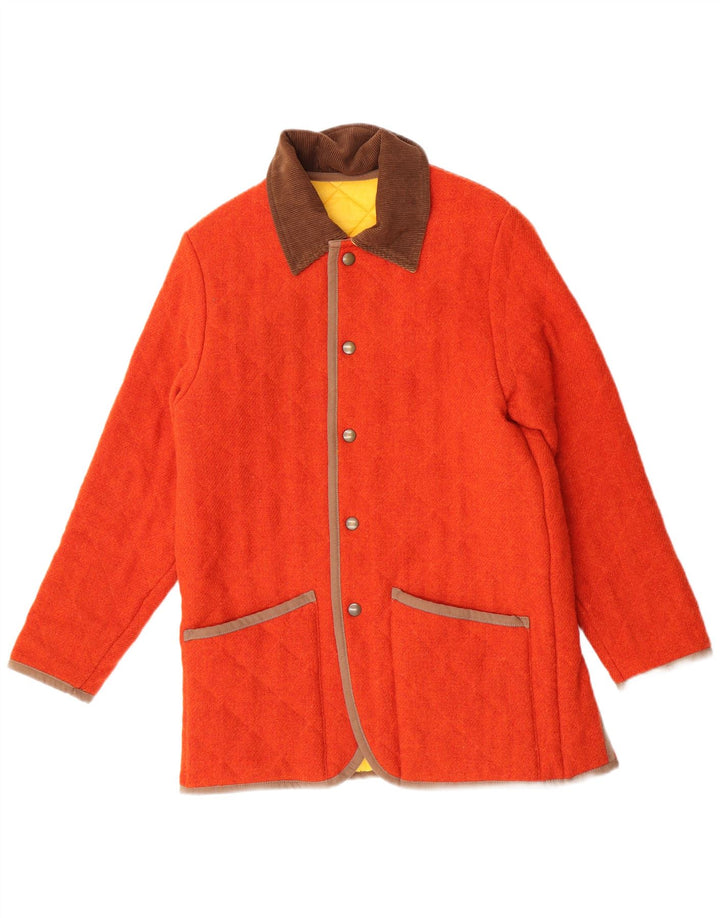 Jaqueta corta-vento acolchoada masculina vintage UK 36 pequena laranja