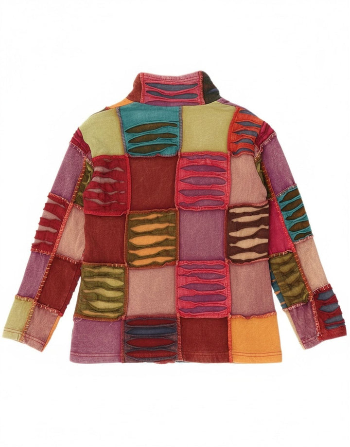 Suéter feminino vintage com capuz e zíper Crazy Pattern Reino Unido 18 XL Bohe multicolorido