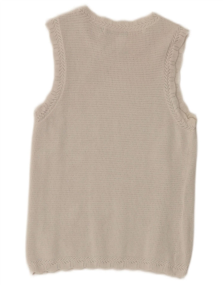 Colete de malha feminino Oasis UK 8 pequeno branco