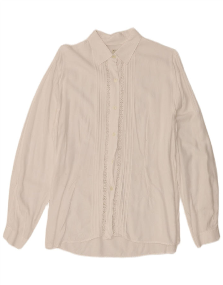 Camisa feminina Sisley IT 46 grande viscose floral branca