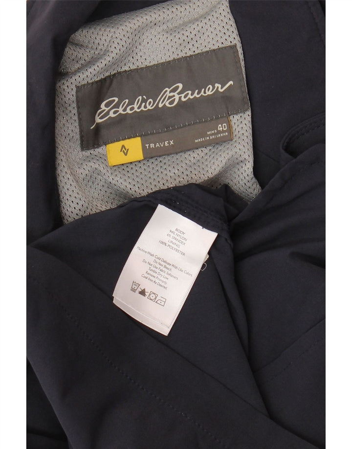 Jaqueta blazer masculina EDDIE BAUER com 3 botões Reino Unido 40 grande azul marinho nylon