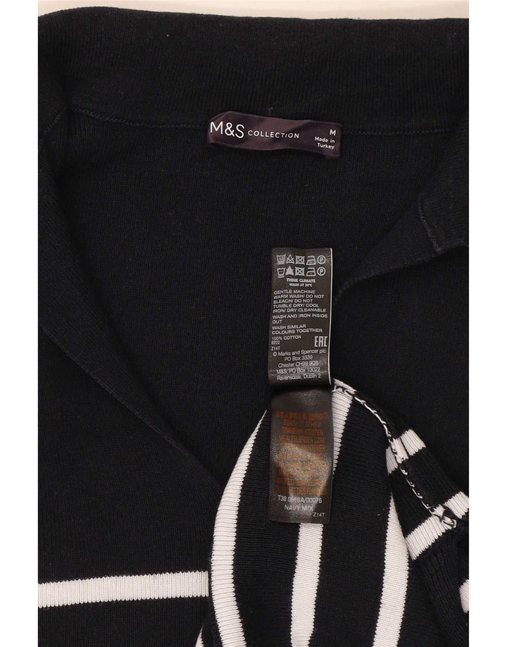 Suéter feminino Marks & Spencer com gola polo e gola polo Reino Unido 14 médio azul marinho