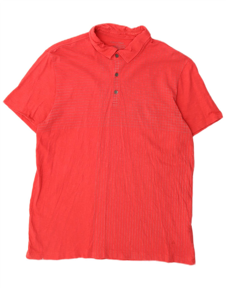 Camisa polo masculina CALVIN KLEIN Body Fit grande algodão xadrez vermelho
