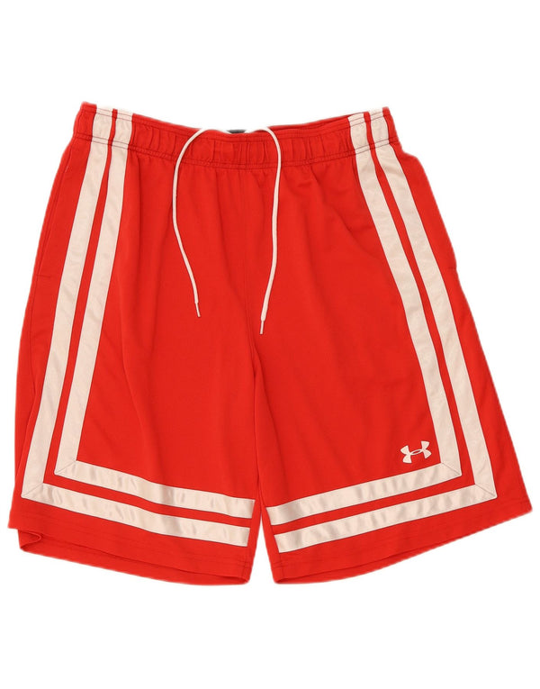 Under Armour Masculino Heat Gear Loose Fit Sport Shorts XL Vermelho Colorblock