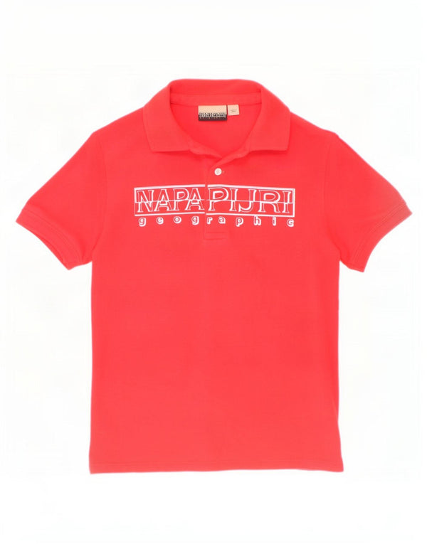 Polo gráfico masculino Napapijri 7-8 anos algodão vermelho