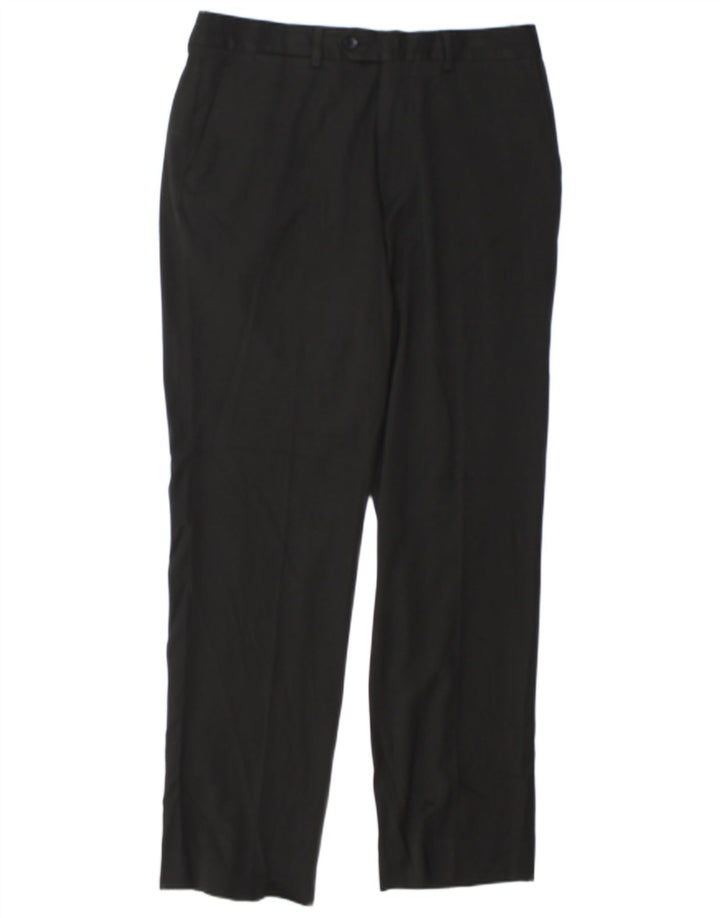 Zara Mens Straight Suit Calças EU 44 Grande W34 L32 Poliéster Preto