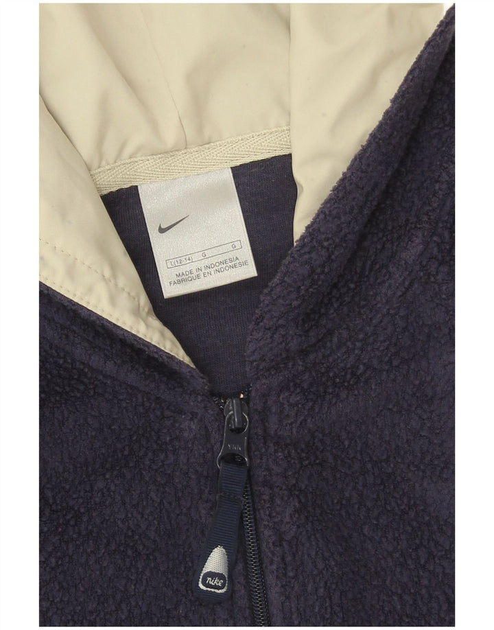 Jaqueta de lã com capuz feminina Nike US 12/14 grande poliéster azul marinho