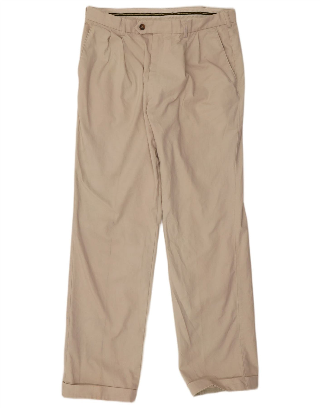 Calça masculina Marks & Spencer com pegged terno W34 L31 algodão bege
