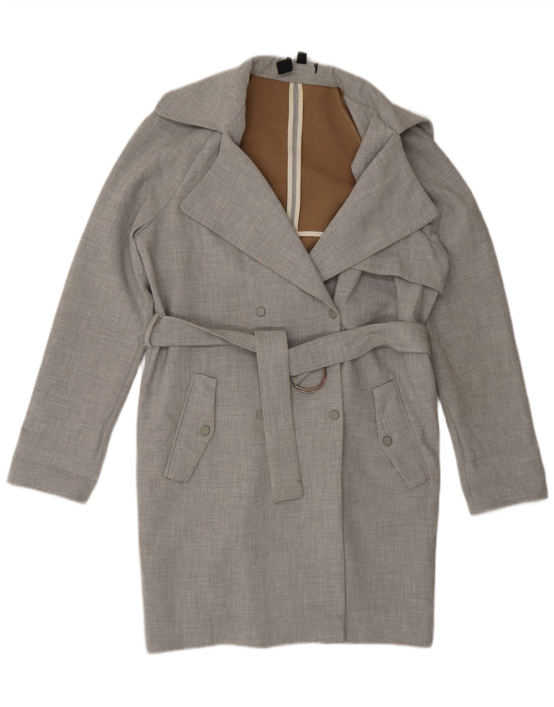 Trench Coat feminino Topshop UK 8 poliéster cinza pequeno
