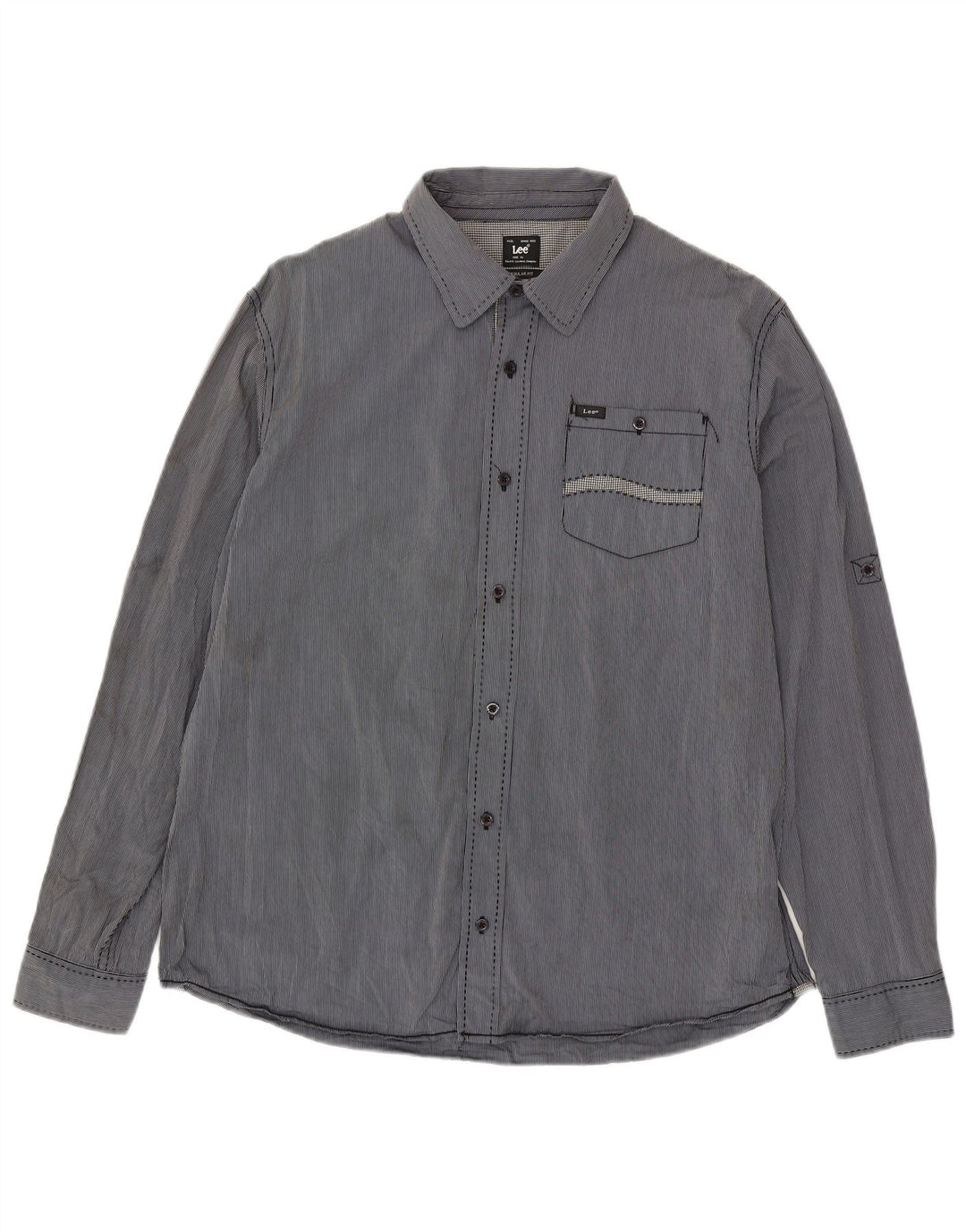 Camisa masculina Lee Regular Fit XL algodão listrado azul