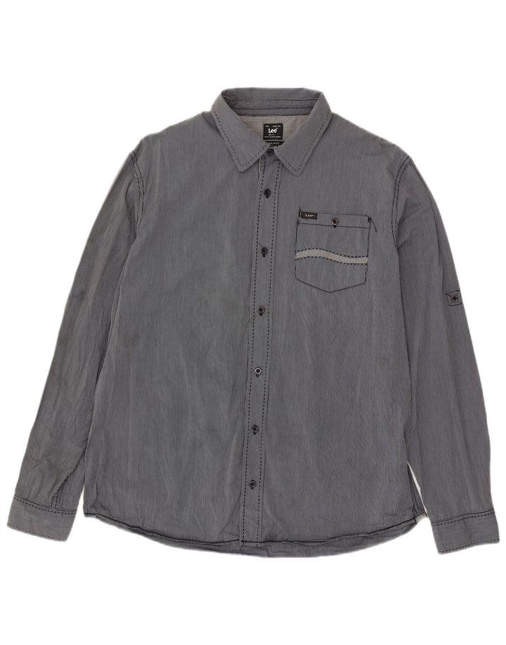 Camisa masculina Lee Regular Fit XL algodão listrado azul
