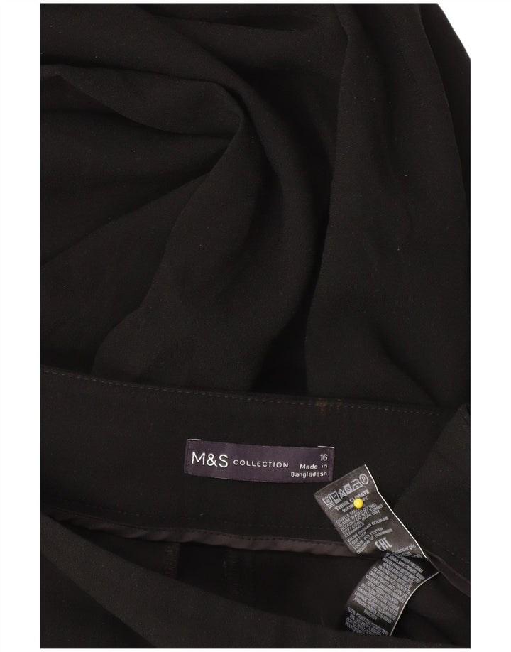 Calça capri feminina Marks & Spencer Reino Unido 16 grande W34 L22 poliéster preto