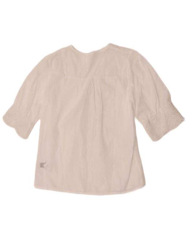 Blusa feminina de manga curta Shein Reino Unido 14 poliéster floral branco médio