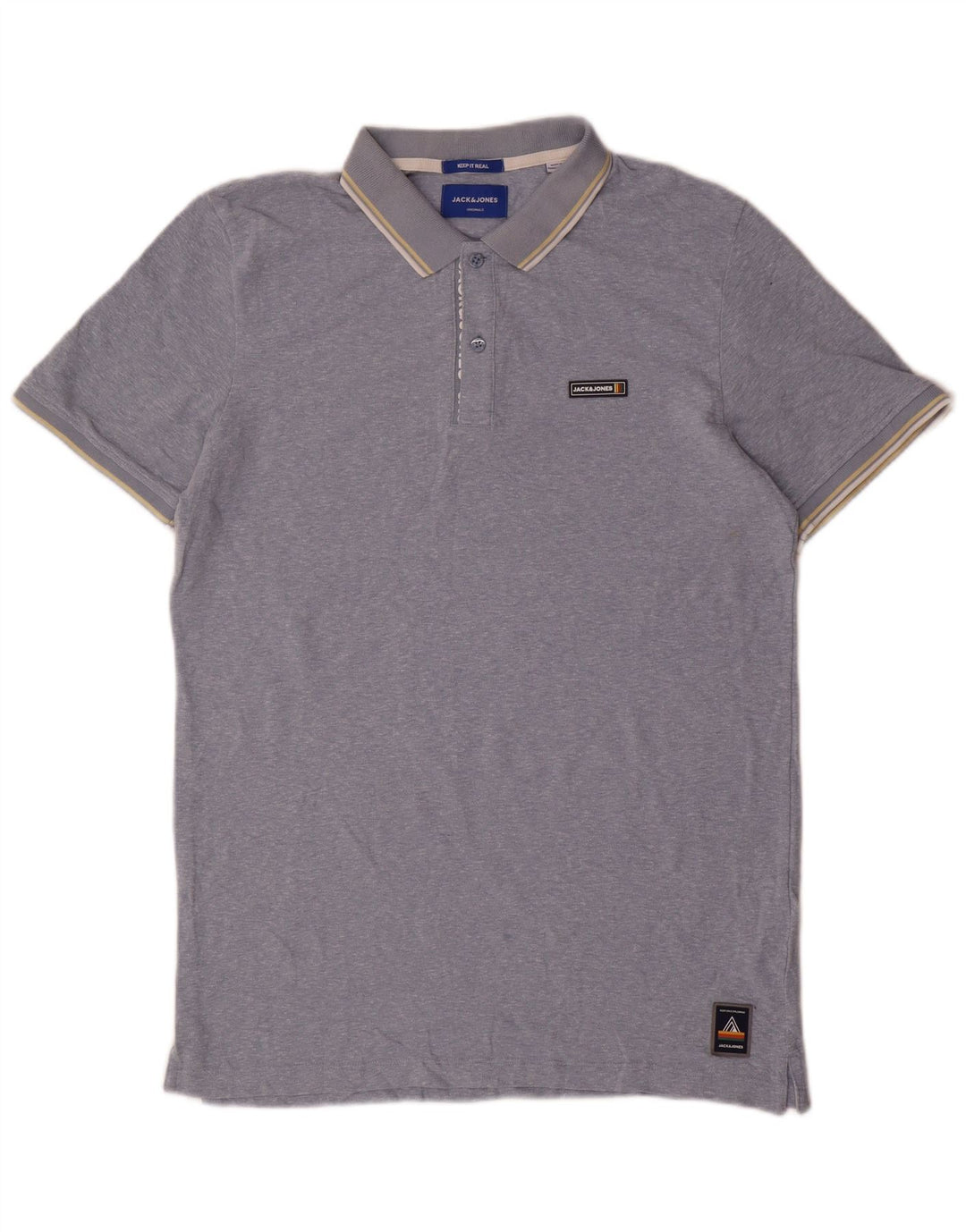 Camisa polo masculina Jack & Jones grande poliéster azul