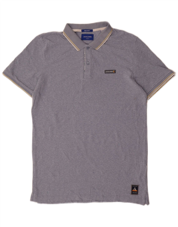 Camisa polo masculina Jack & Jones grande poliéster azul