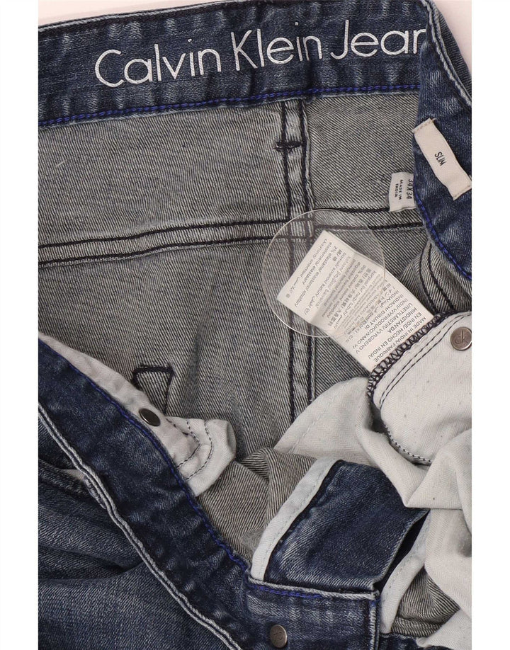 Calvin Klein Masculino Slim Jeans W34 L34 Azul Algodão