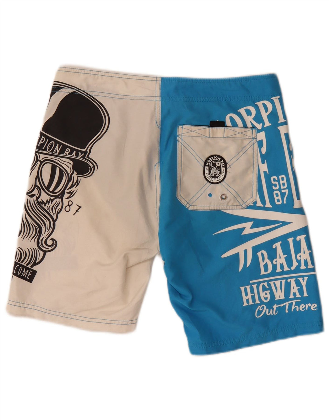 Shorts de natação masculino Scorpion Bay gráfico azul médio colorblock poliéster