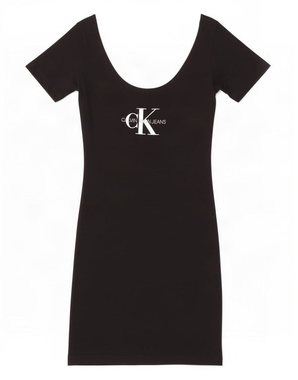 Vestido feminino Calvin Klein Jeans com camiseta gráfica UK 8 pequeno preto