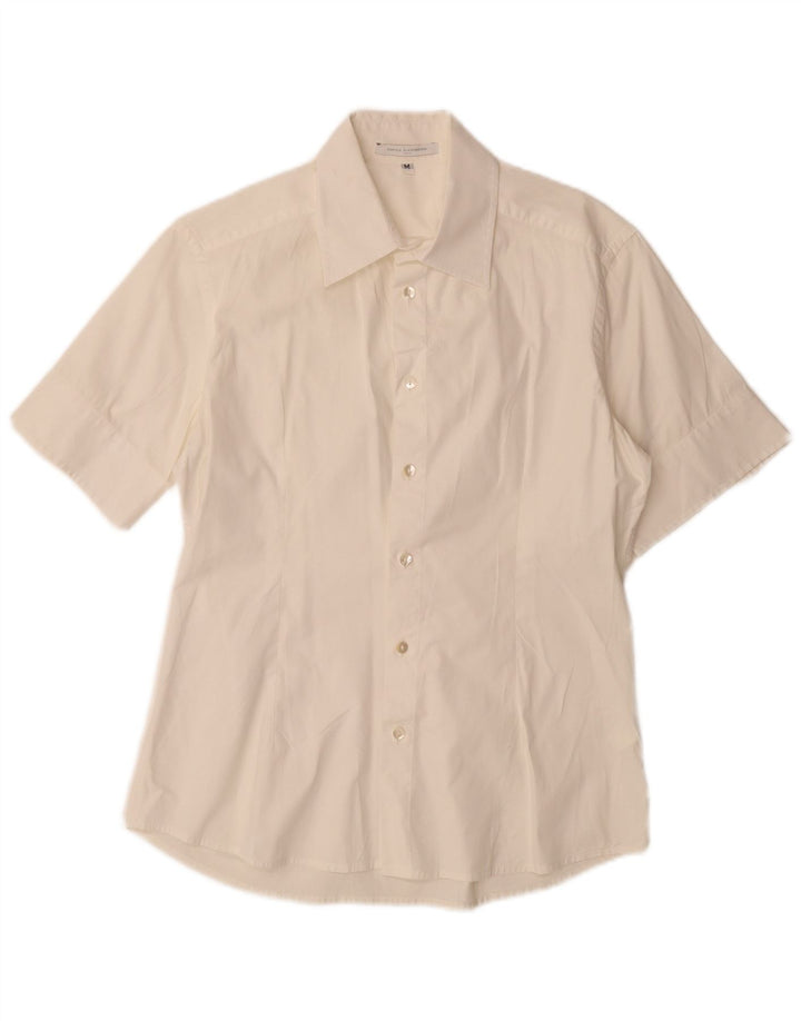 Camisa feminina de manga curta Daniele Alessandrini UK 14 médio branco