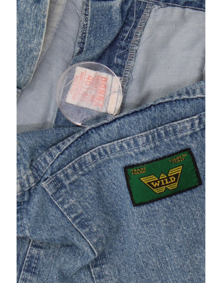 Saia jeans feminina selvagem IT 40 pequena W28 algodão azul