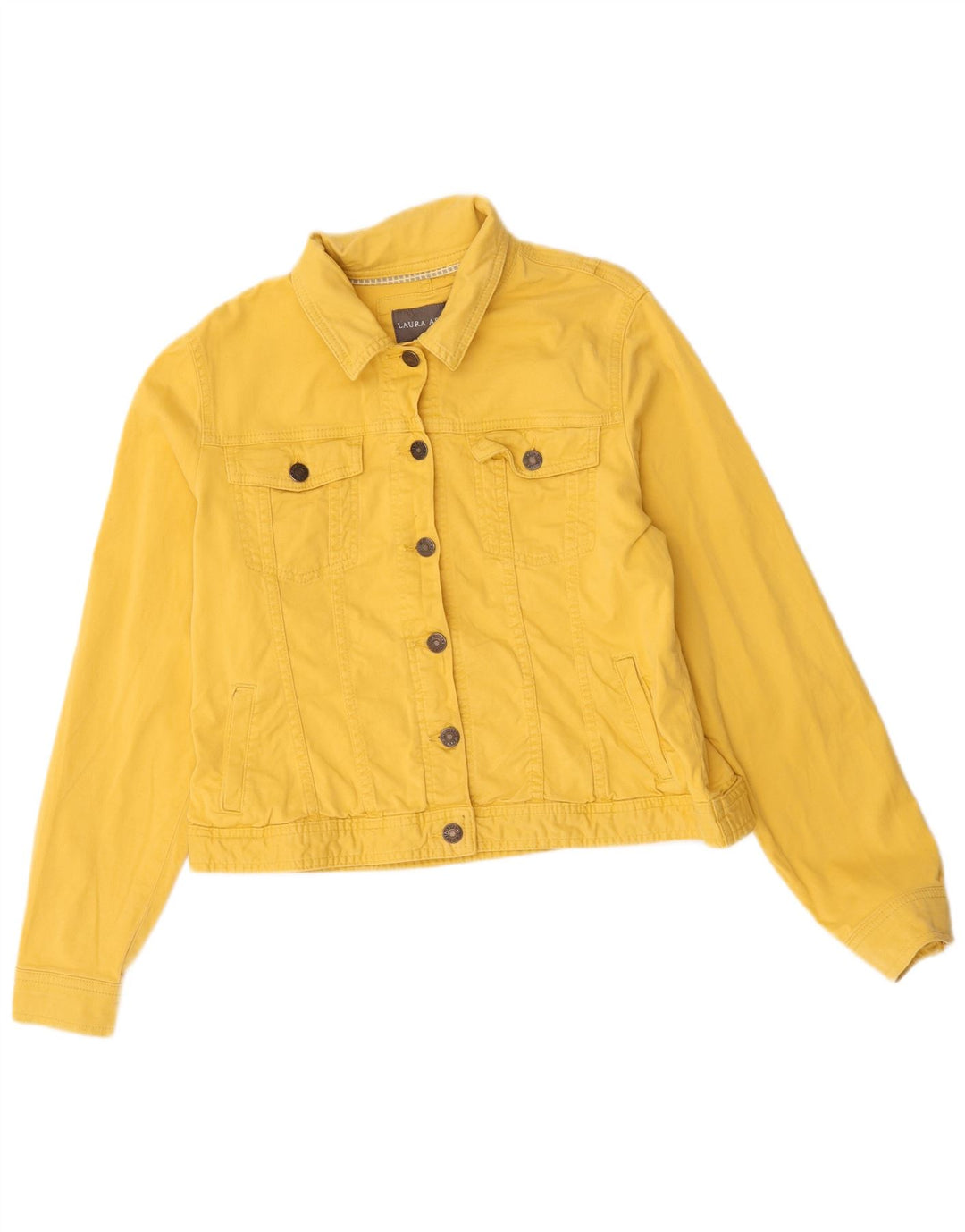 Jaqueta jeans feminina grande Laura Ashley UK 14 grande algodão amarelo