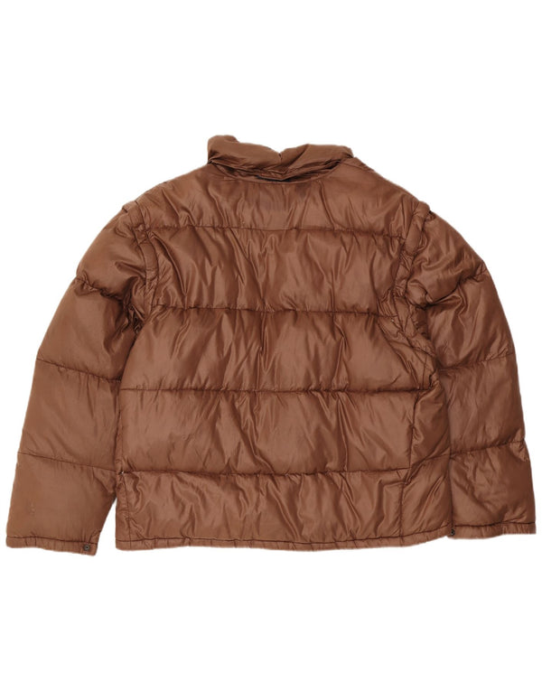 Jaqueta masculina acolchoada com capuz MC Ross Reino Unido 42 XL marrom nylon