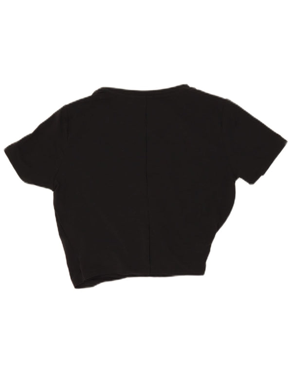 Camiseta feminina Nike Dri Fit Crop Top UK 10 pequena preta poliéster