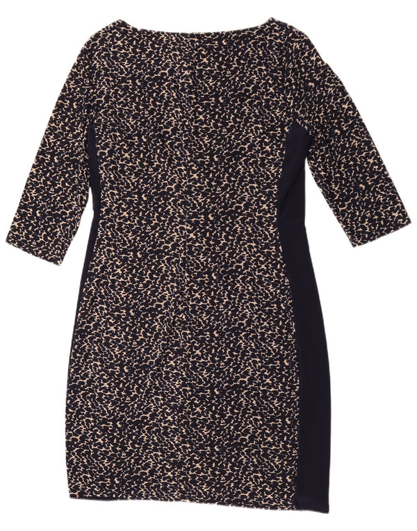 Vestido feminino Ralph Lauren com bainha pequena US 14 XL azul marinho estampa animal