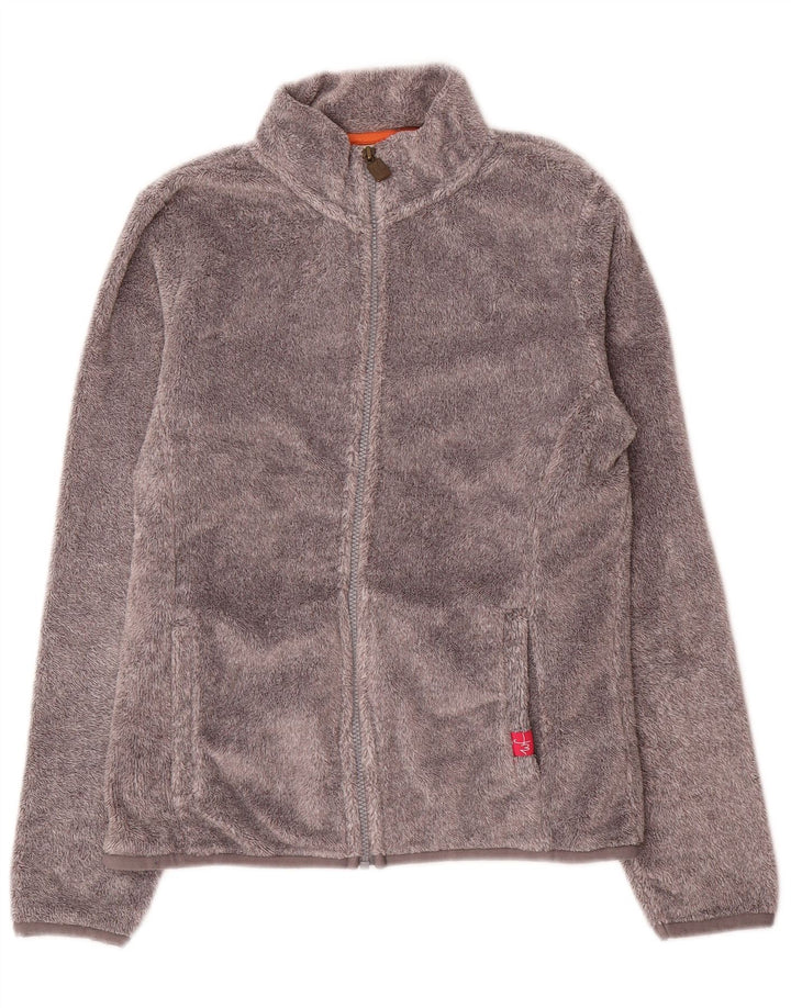 Jaqueta de lã para mulheres estranhas peixes poliéster cinza pequeno Reino Unido 10