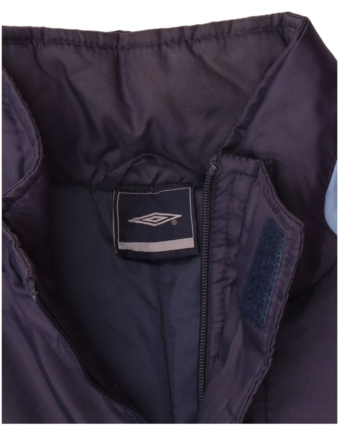 Casaco masculino acolchoado com capuz UMBRO UK 38 médio azul marinho colorblock nylon