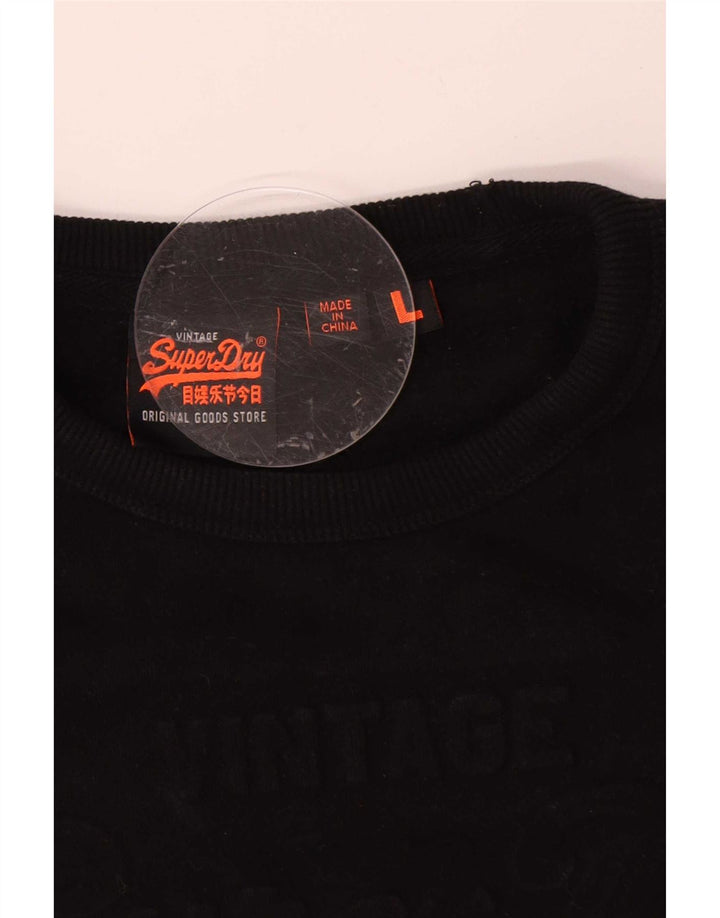 Superdry moletom masculino jumper grande algodão preto