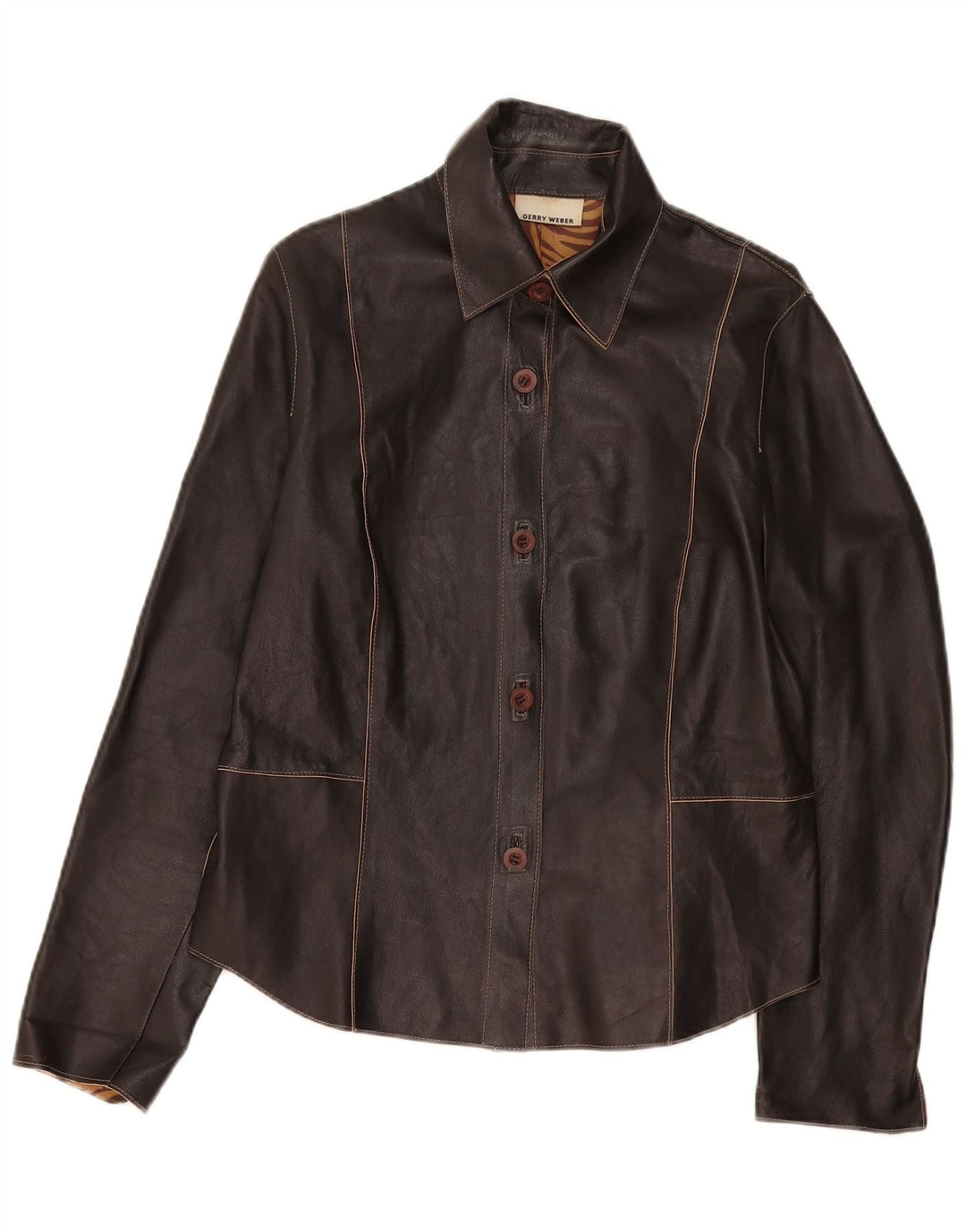 Jaqueta de couro feminina Gerry Weber UK 14 grande preta
