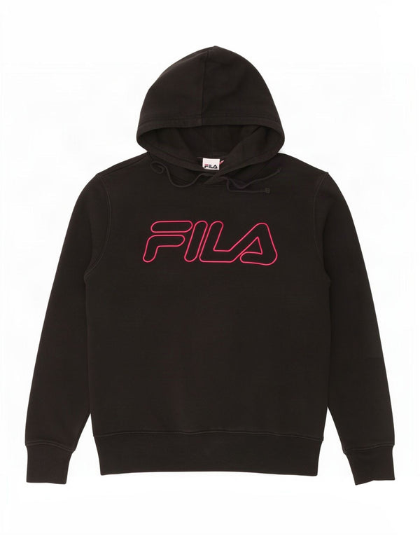 Fila feminino gráfico oversized moletom com capuz UK 10 pequeno algodão preto