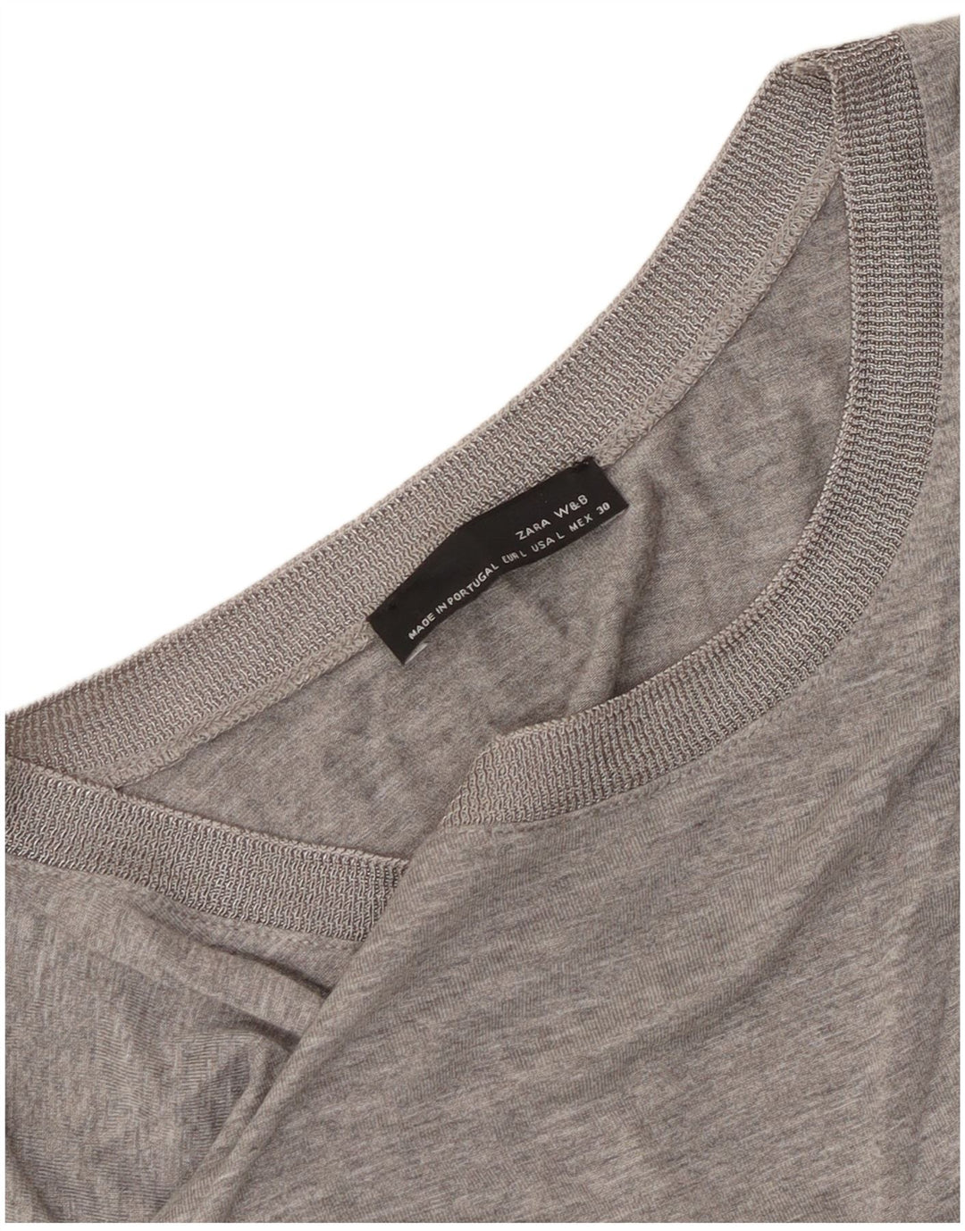 Top feminino Zara de manga comprida UK 16 grande cinza manchado