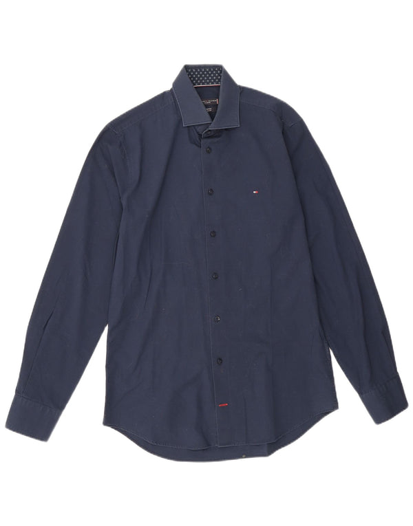 Camisa masculina sob medida Tommy Hilfiger tamanho 37 14 1/2 pequeno algodão azul marinho