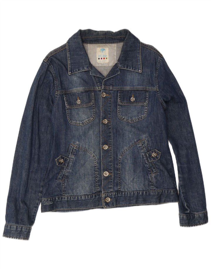 Jaqueta jeans feminina Fat Face Reino Unido 16 grande algodão azul