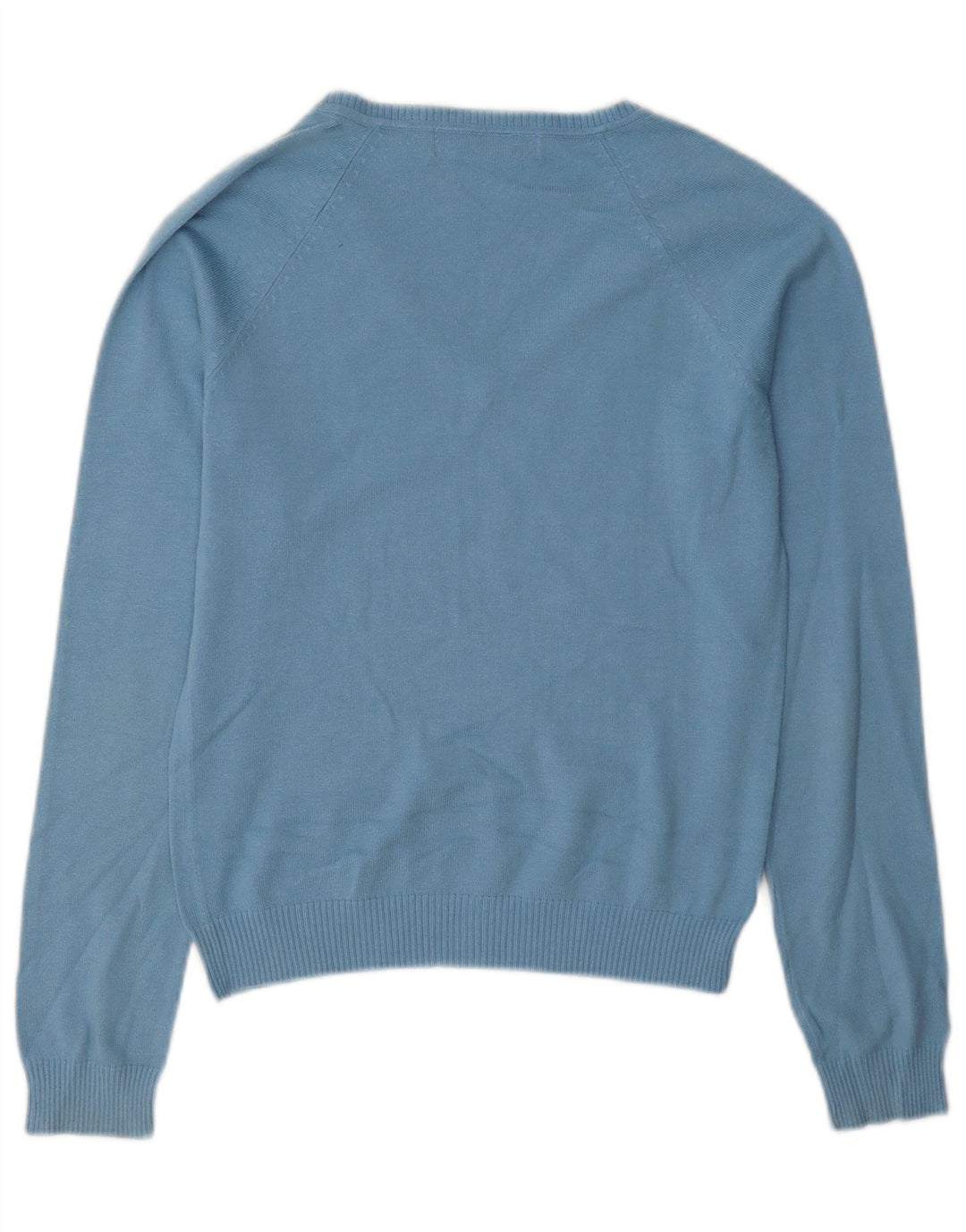 Suéter feminino Zara com decote em V Reino Unido 12 algodão azul médio