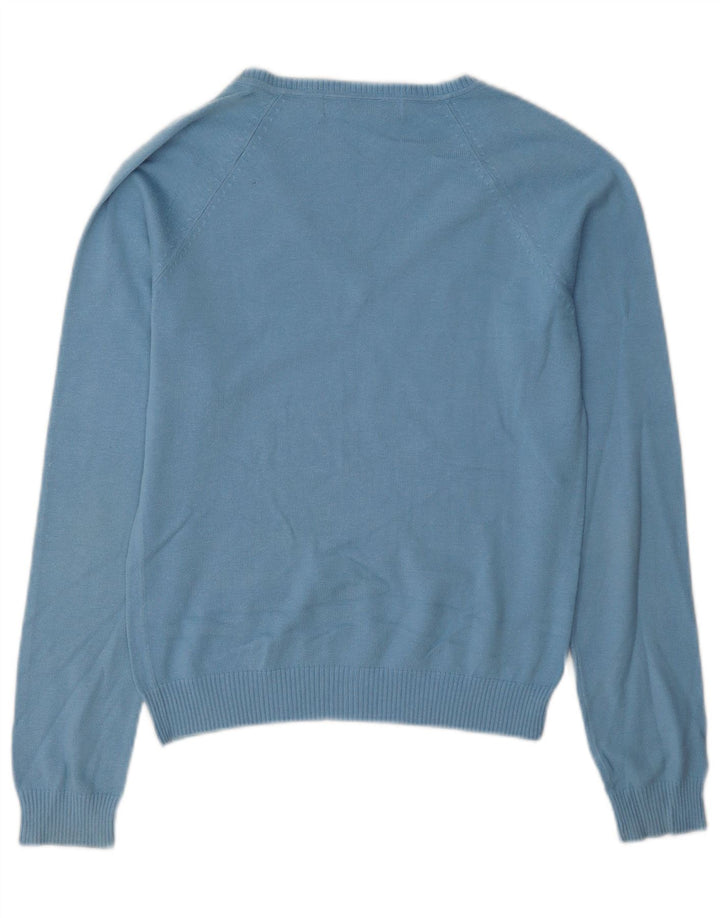 Suéter feminino Zara com decote em V Reino Unido 12 algodão azul médio