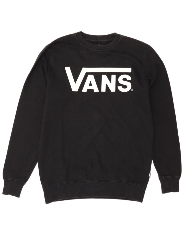 Vans Mens Graphic Moletom Jumper Pequeno Algodão Preto