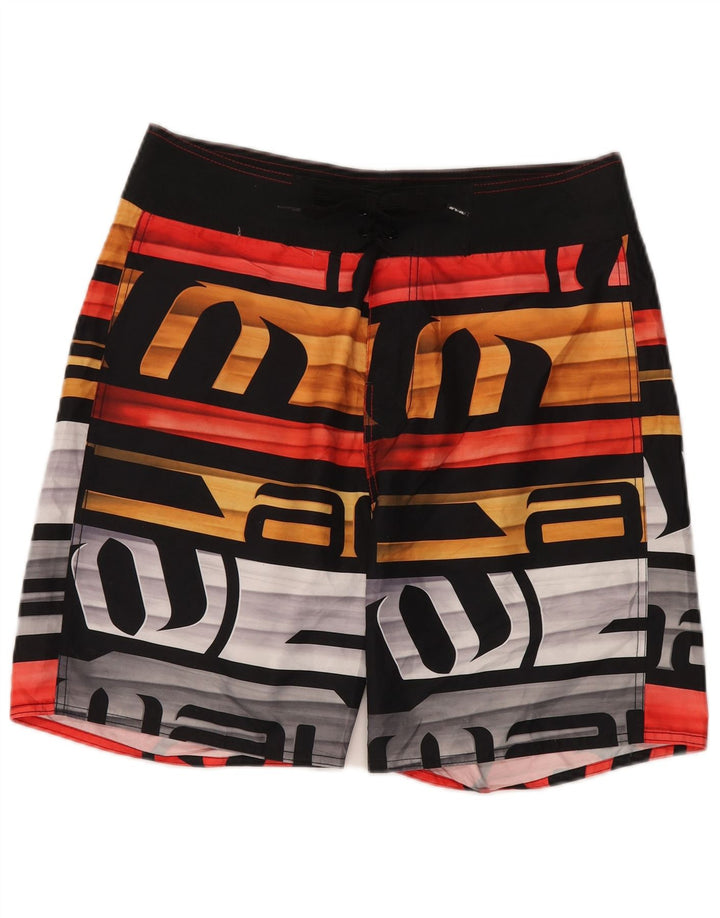 ANIMAL Mens Graphic Natação Shorts Grande Poliéster Listrado Multicolorido