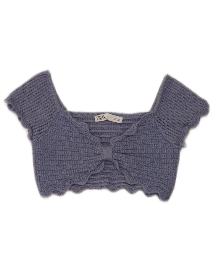 Zara Womens Knit Crop Top Reino Unido 8 Pequeno Azul