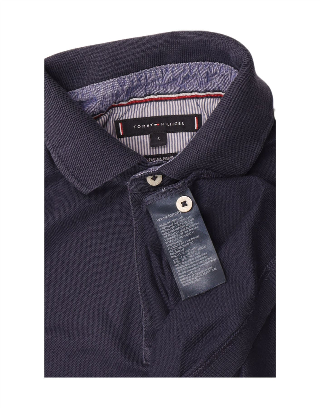 Camisa polo masculina Tommy Hilfiger pequena algodão azul marinho