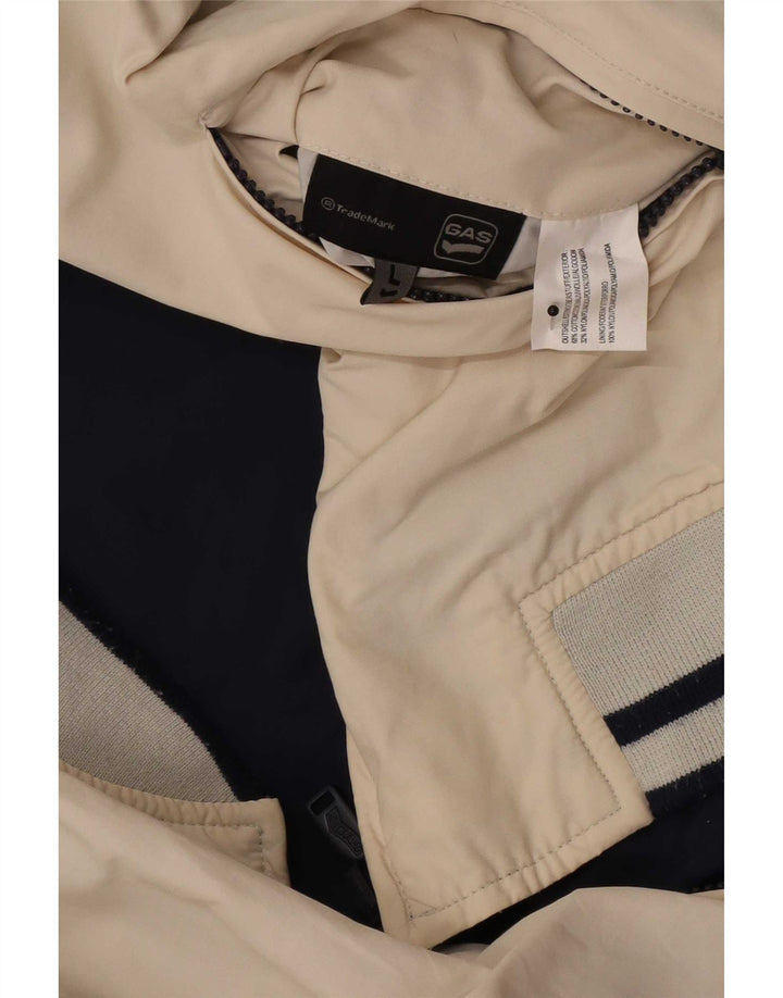 Jaqueta bomber reversível masculina Gas UK 40 grande algodão colorblock bege