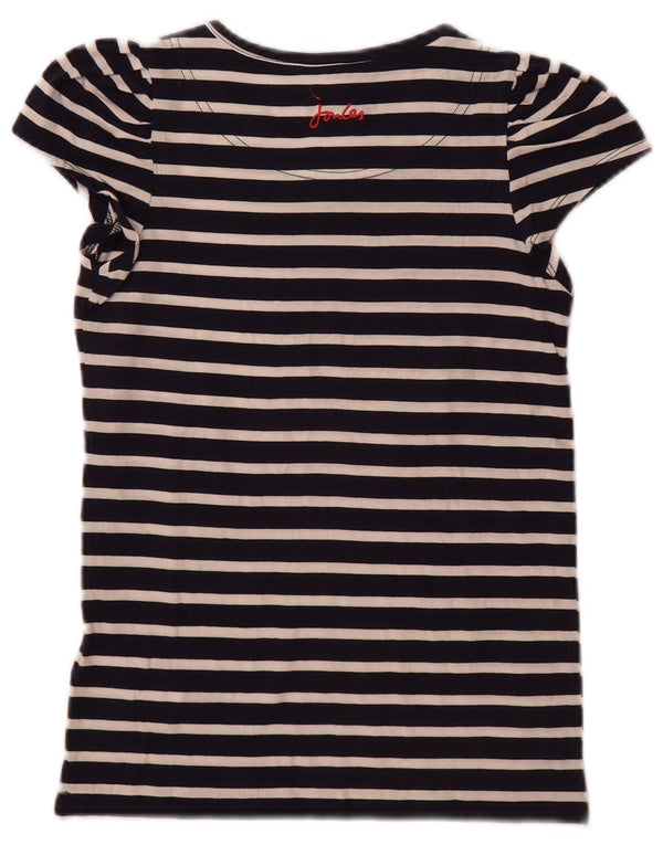 Jules Girls T-Shirt Top 9-10 Years Navy Blue Striped Cotton