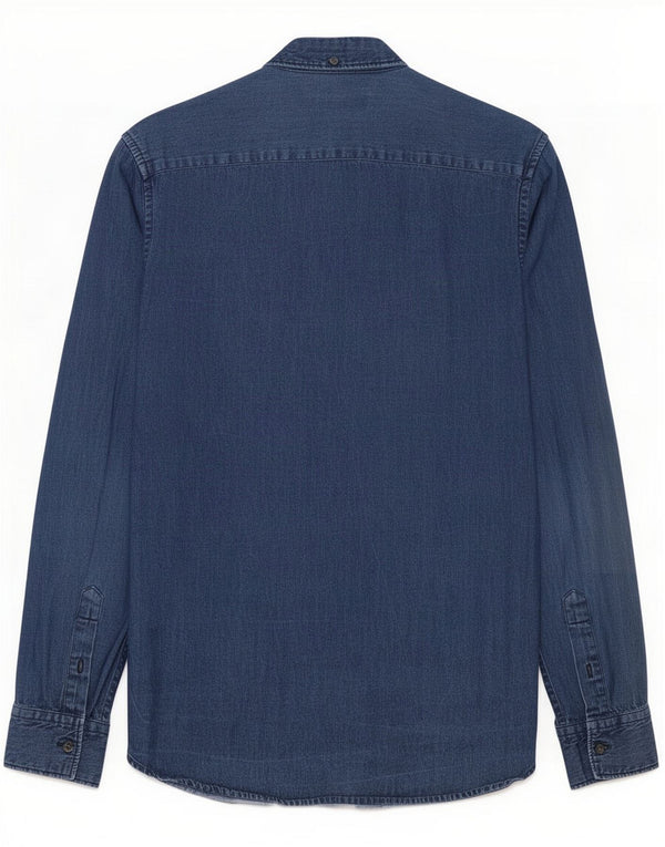 Camisa masculina de conexão francesa pequena de algodão azul