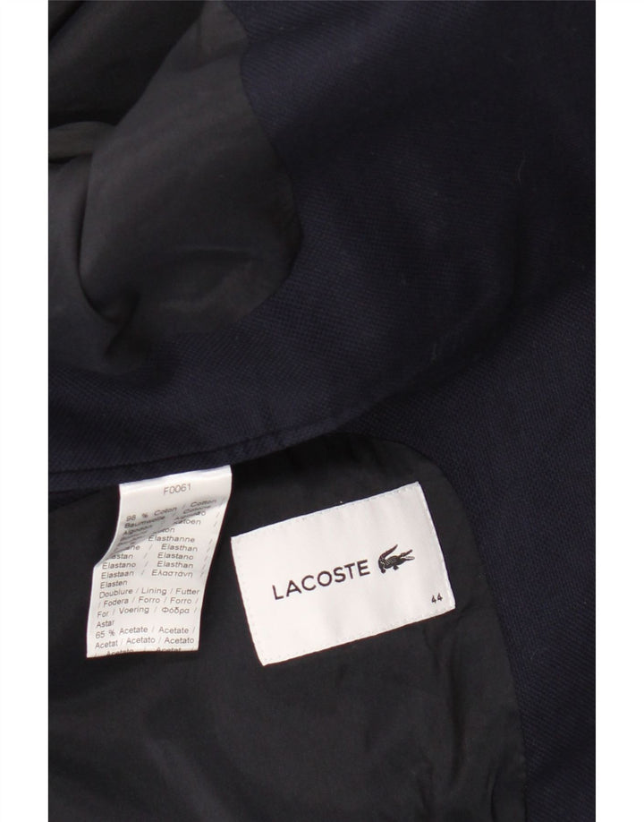 Blazer feminino Lacoste com 1 botão, tamanho 44, grande, azul marinho, algodão